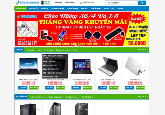 Thiết kế web Công ty Máy Tính Cường Anh