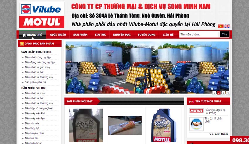 Thiết kế web Công ty Song Minh Nam Motul Hải Phòng