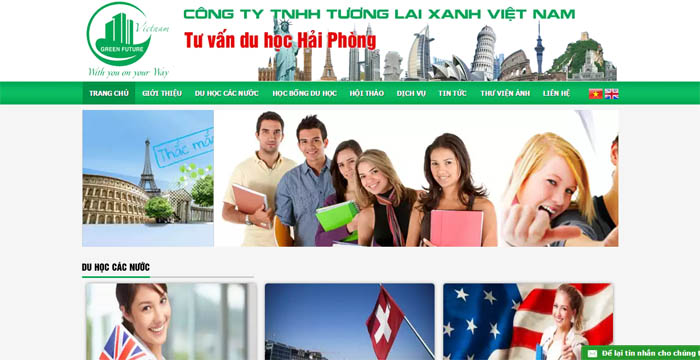 Thiết kế web Tư vấn du học Công ty Tương Lai Xanh Việt Nam