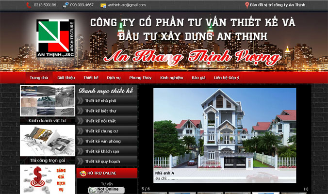 Thiết kế web Công Ty CP TV Thiết Kế & ĐT Xây Dựng An Thịnh