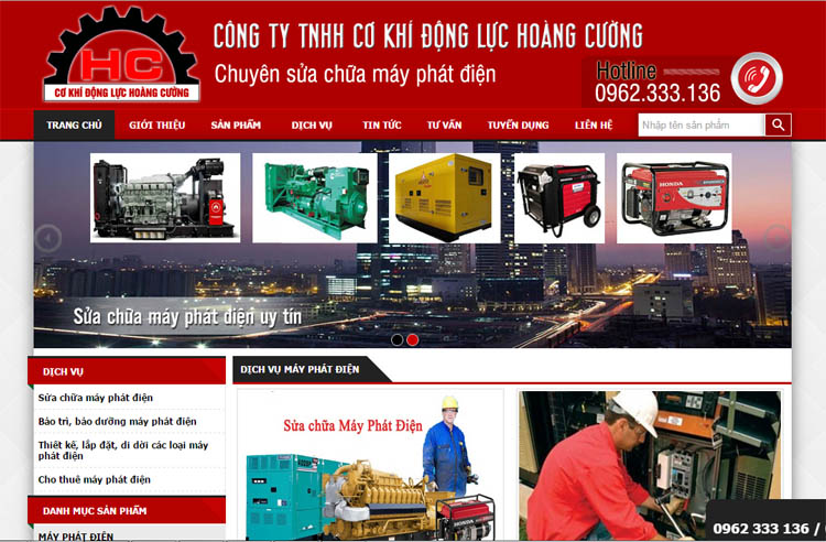 Thiết kế web Dịch vụ sửa chữa máy phát điện