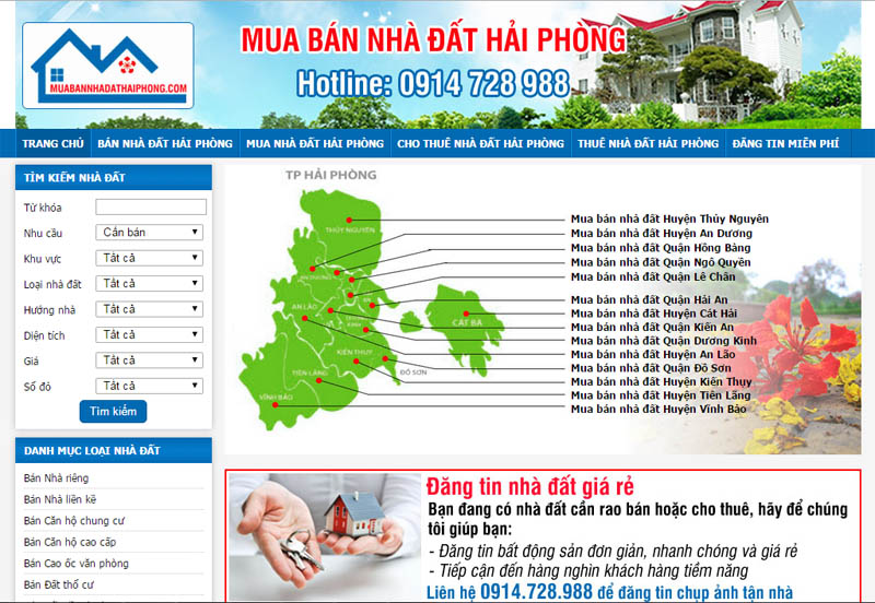 Thiết kế web Mua bán nhà đất Hải Phòng