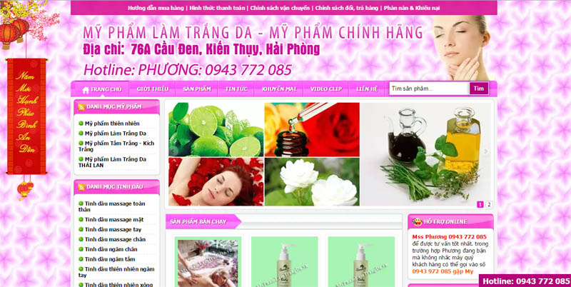Thiết kế web Mỹ phẩm làm trắng da