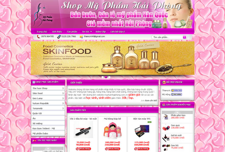 Thiết kế web Shop Mỹ Phẩm Hải Phòng