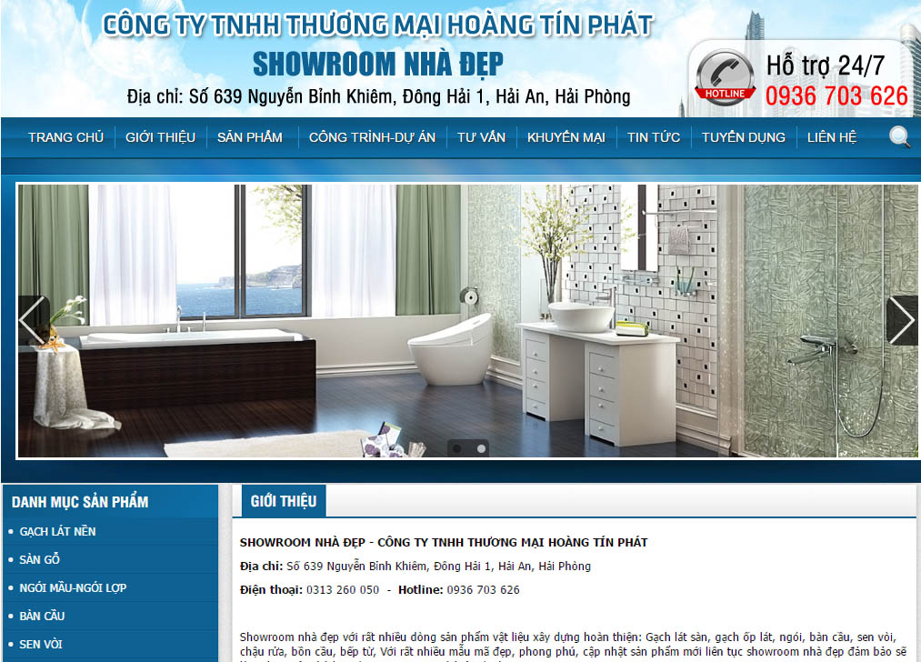 Thiết kế website Showroom vật liệu nhà đẹp