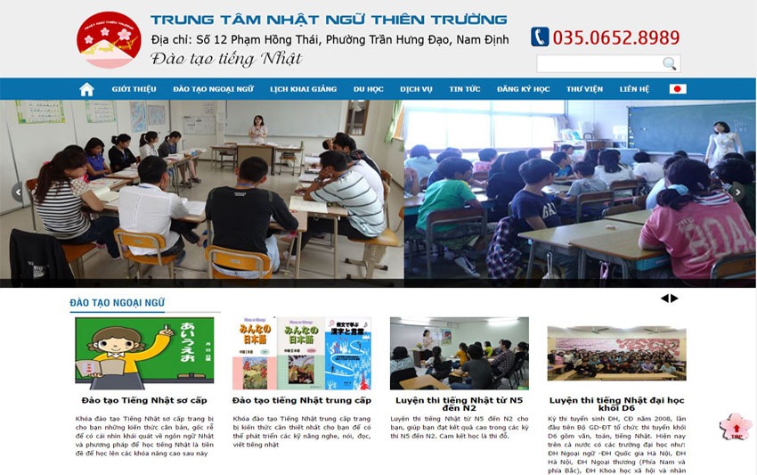 Thiết kế website Trung tâm Nhật ngữ Thiên Trường