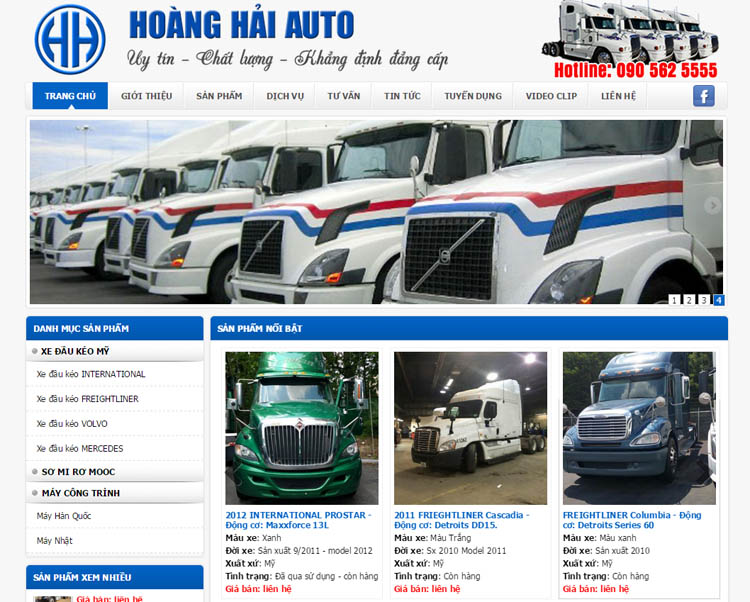 Thiết kế web Hoàng Hải Auto chuyên xe đầu kéo Mỹ