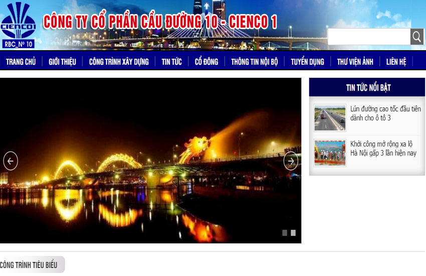 Thiết kế web Công ty CP Cầu Đường 10 - Cienco 1