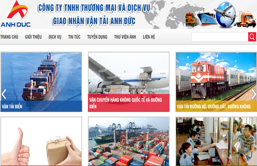 Thiết kế website Công ty Giao Nhận Vận Tải Anh Đức