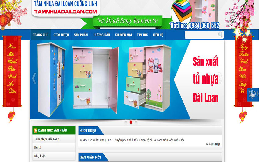 Thiết kế website Bán hàng Tấm nhựa Đài Loan Cường Linh