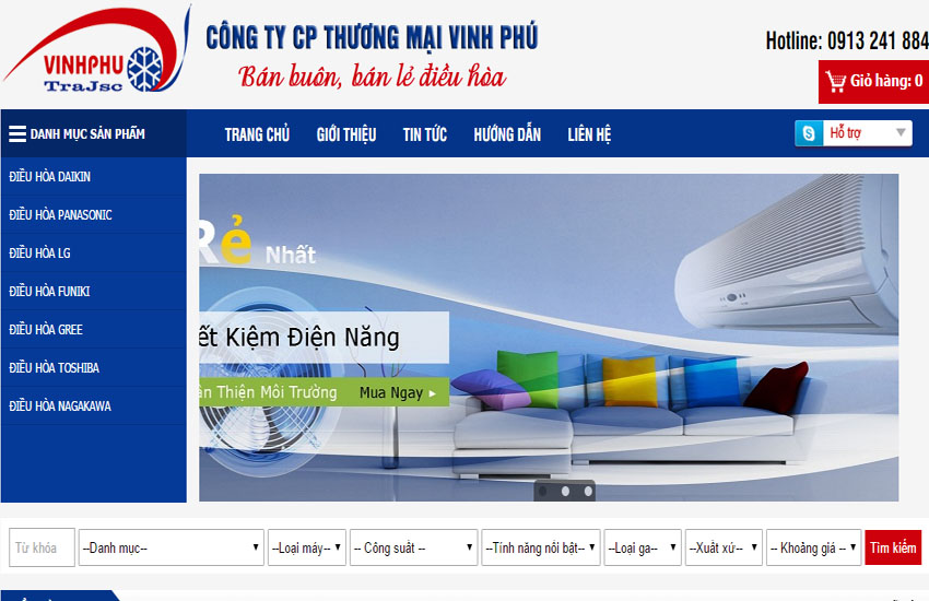 Thiết kế web Công ty Điều Hòa Vinh Phú