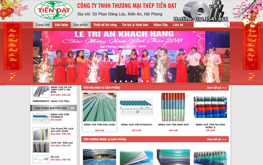 Thiết kế website Công ty Thép Tiến Đạt