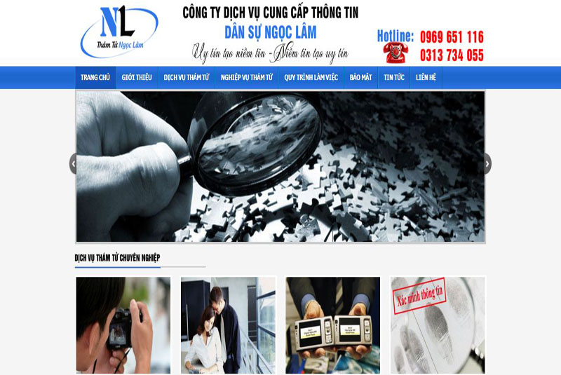 Thiết kế website Dịch vụ thám tử Ngọc Lâm