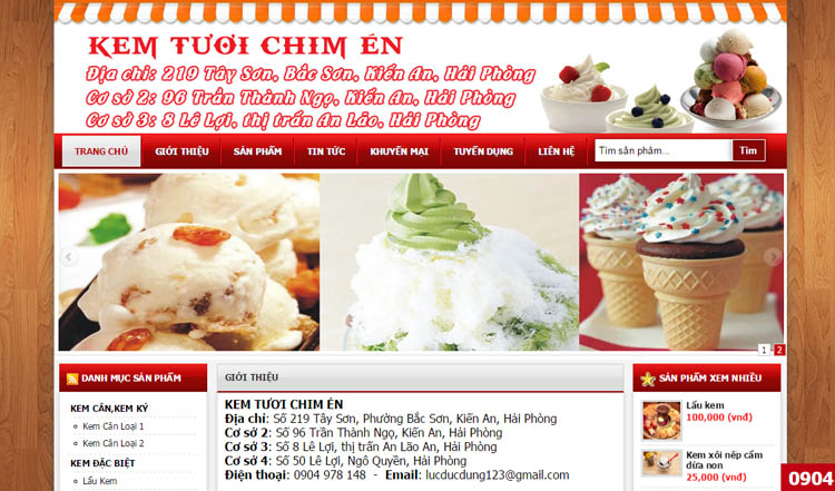 Thiết kế website Kem Tươi Chim Én