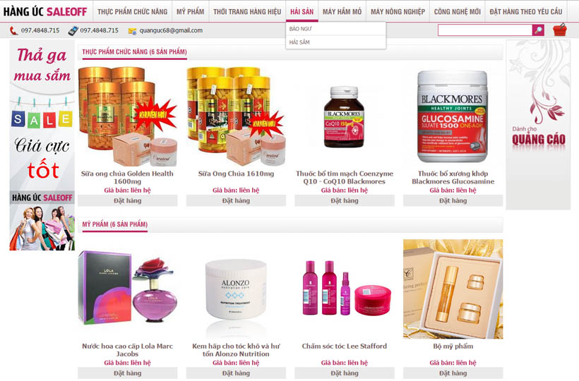 Thiết kế website Shop Hàng Úc Sale off