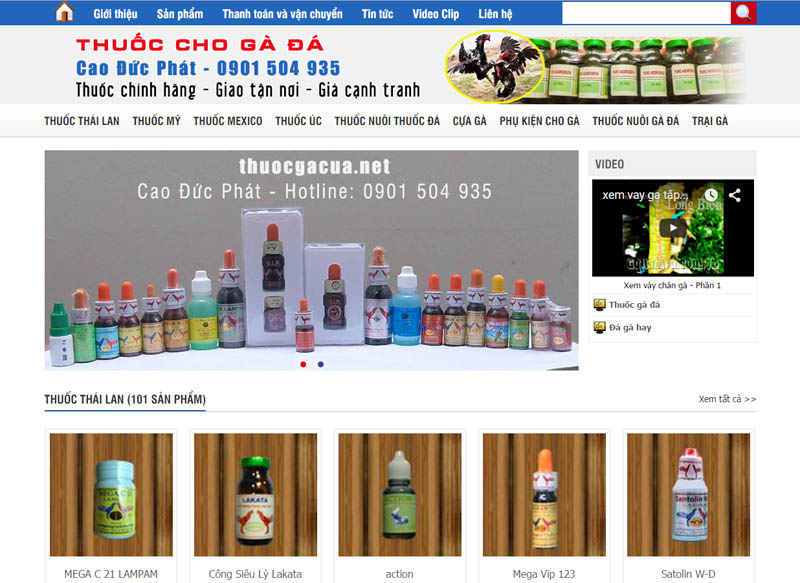 Thiết kế website Shop thuốc gà đá cựa