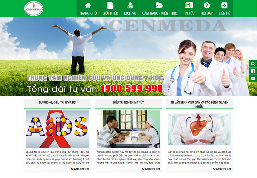 Thiết kế website Trung Tâm Nghiên Cứu Và Ứng Dụng Y Học CENMEDA